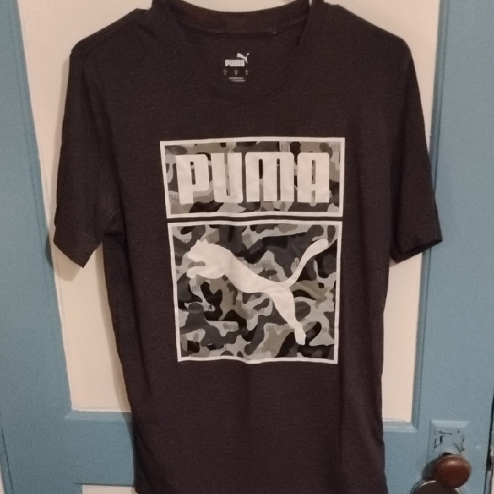 Puma Gray Camouflage Logo T-Shirt